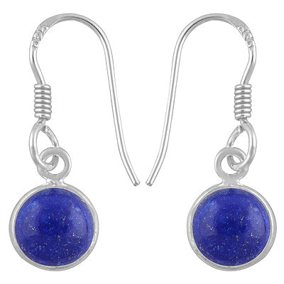 Beautiful Handmade Bezel Lapis Round Shape 925 Sterling Solid Silver Dangle Earrings - R1500899-75