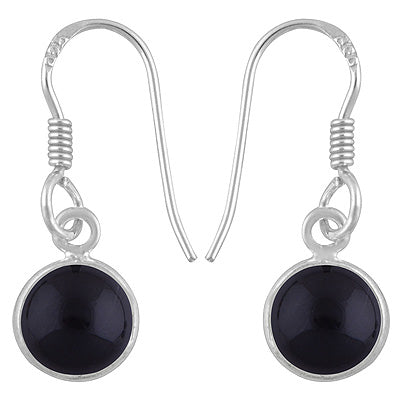 Beautiful Handmade Bezel Black Onyx Round Shape 925 Sterling Solid Silver Dangle Earrings - R1500899-85