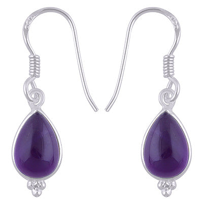 Gorgeous With Rawa Bezel Amethyst Pear Shape 925 Sterling Solid Silver Dangle Earrings - R1500933-1