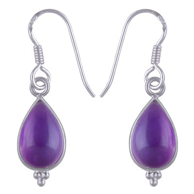 Gorgeous With Rawa Bezel Amethyst Pear Shape 925 Sterling Solid Silver Dangle Earrings - R1500933-150