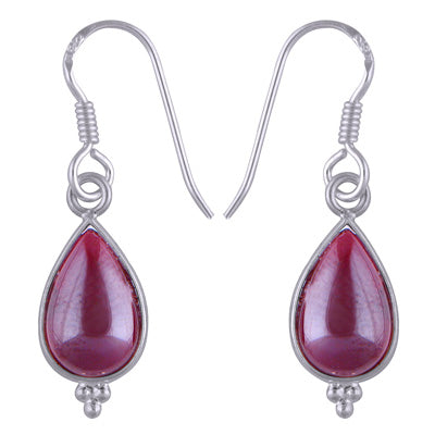 Gorgeous With Rawa Bezel Garnet Pear Shape 925 Sterling Solid Silver Dangle Earrings - R1500933-161