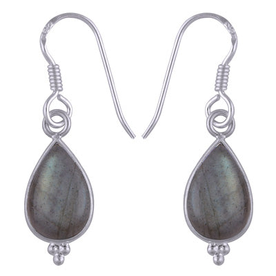 Gorgeous With Rawa Bezel Labradorite Pear Shape 925 Sterling Solid Silver Dangle Earrings - R1500933-167