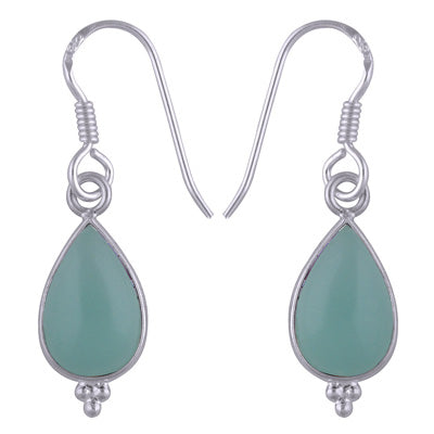 Gorgeous With Rawa Bezel Aqua Chalcedony Pear Shape 925 Sterling Solid Silver Dangle Earrings - R1500933-351