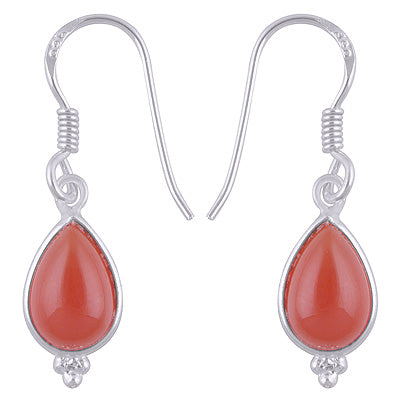 Gorgeous With Rawa Bezel Carnelian Pear Shape 925 Sterling Solid Silver Dangle Earrings - R1500933-50