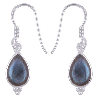 Gorgeous With Rawa Bezel Labradorite Pear Shape 925 Sterling Solid Silver Dangle Earrings - R1500933-94