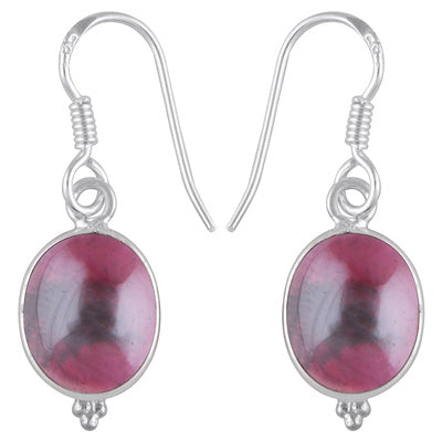 Gorgeous With Rawa Bezel Garnet Oval Shape 925 Sterling Solid Silver Dangle Earrings - R1500934-109