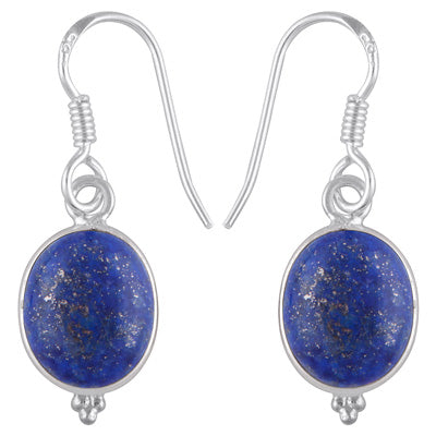 Gorgeous With Rawa Bezel Lapis Oval Shape 925 Sterling Solid Silver Dangle Earrings - R1500934-137