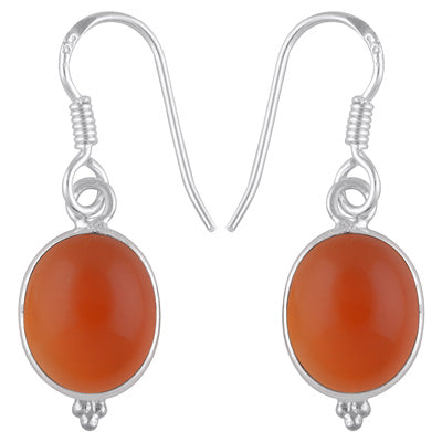 Gorgeous With Rawa Bezel Carnelian Oval Shape 925 Sterling Solid Silver Dangle Earrings - R1500934-147