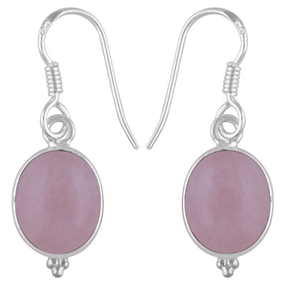 Gorgeous With Rawa Bezel Rose Quartz Oval Shape 925 Sterling Solid Silver Dangle Earrings - R1500934-150