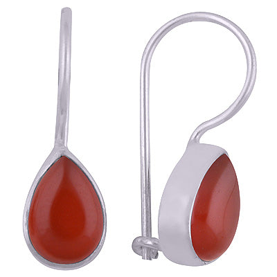 Beautiful Plain Carnelian Pear Shape 925 Sterling Solid Silver Dangle Earrings - R1500960-141