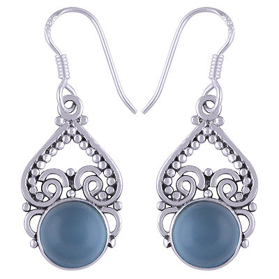 925 Sterling Silver Blue Chalcedony Earrings - R1500985-86