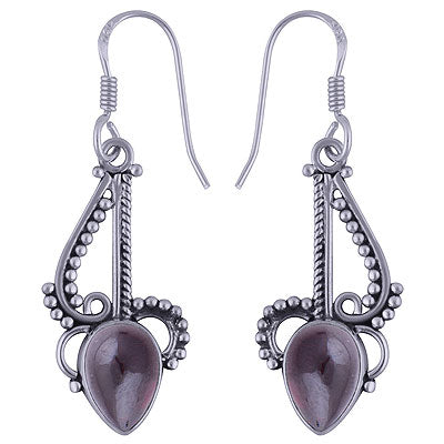 Gorgeous Handcrafted Rawa & Wire Work Around Garnet Pear Shape 925 Sterling Solid Silver Dangle Earrings - R1500991-4