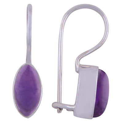 Gorgeous Plain Amethyst Marquise Shape 925 Sterling Solid Silver Earrings - R1501062-1