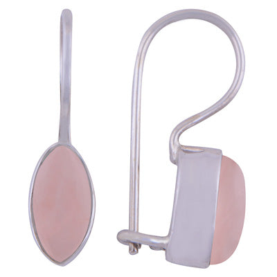 Gorgeous Plain Rose Quartz Marquise Shape 925 Sterling Solid Silver Earrings - R1501062-105