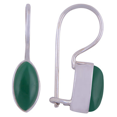 Gorgeous Plain Green Onyx Marquise Shape 925 Sterling Solid Silver Earrings - R1501062-155