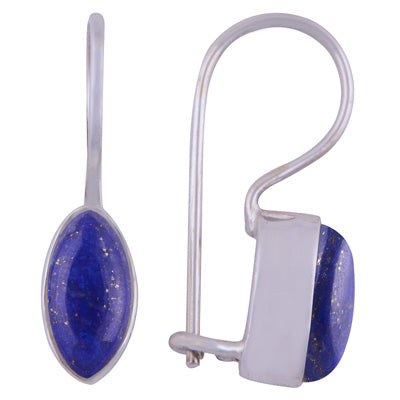 Gorgeous Plain Lapis Marquise Shape 925 Sterling Solid Silver Earrings - R1501062-28