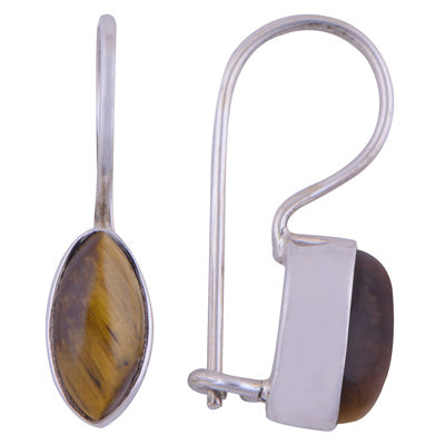 Gorgeous Plain Tiger's Eye Marquise Shape 925 Sterling Solid Silver Earrings - R1501062-34