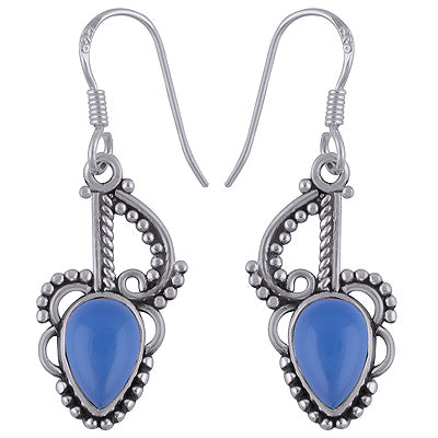 925 Sterling Silver Blue Chalcedony Earrings - R1501064-86