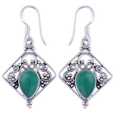 925 Sterling Silver Green Onyx Earrings - R1501108-51