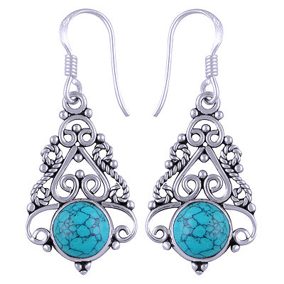 925 Sterling Silver Turquoise Earrings - R1501110-7