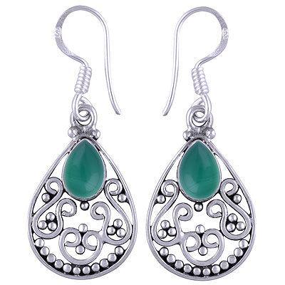 925 Sterling Silver Green Onyx Earrings - R1501112-111