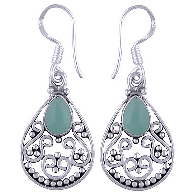 925 Sterling Silver Aqua Chalcedony Earrings - R1501112-114