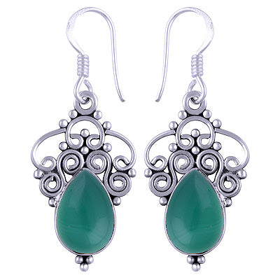 3.8gram Green Onyx Cabochon Stone Earrings - R1501113-89