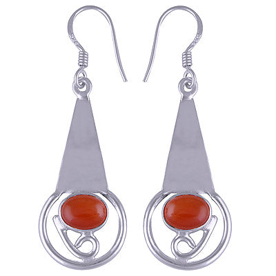 925 Sterling Silver Carnelian Earrings - R1501128-20