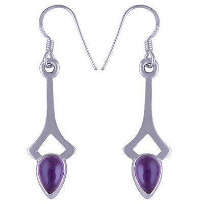 Alluring Edgy Handcrafted Work Around Amethyst Pear Shape 925 Sterling Solid Silver Dangle Earrings - R1501129-42