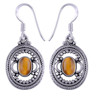 925 Sterling Silver Tiger's Eye Earrings - R1501168-15