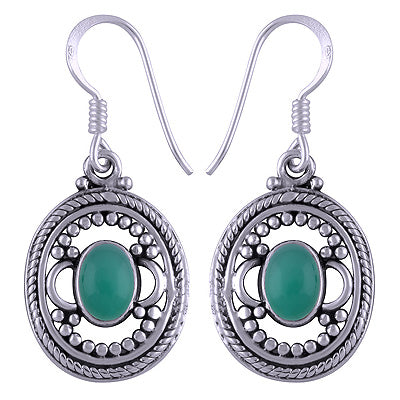 925 Sterling Silver Green Onyx Earrings - R1501168-57