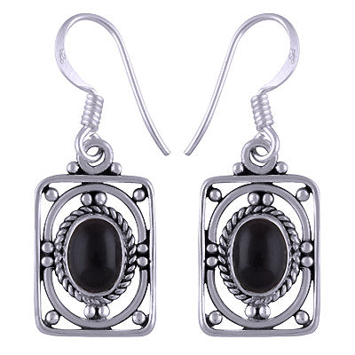 Alluring Rawa & Wire Work Around Black Onyx Oval Shape 925 Sterling Solid Silver Dangle Earrings - R1501169-23