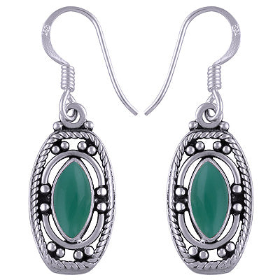 925 Sterling Silver Green Onyx Earrings - R1501170-77
