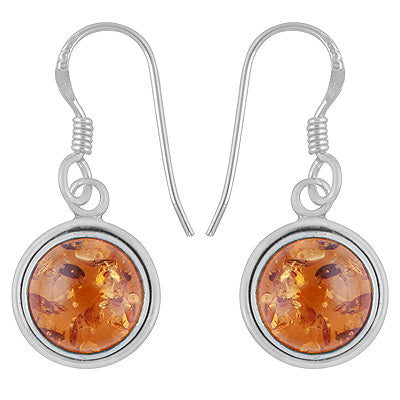 Stunning Gemstone Amber Round Shape 925 Sterling Solid Silver Dangle Earrings - R1501203-19