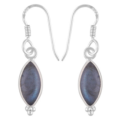 Gorgeous With Rawa Bezel Labradorite Marquise Shape 925 Sterling Solid Silver Dangle Earrings - R1501215-14