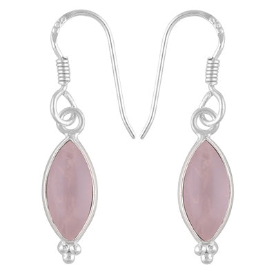 Gorgeous With Rawa Bezel Rose Quartz Marquise Shape 925 Sterling Solid Silver Dangle Earrings - R1501215-199
