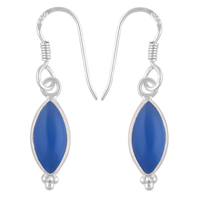 Gorgeous With Rawa Bezel Blue Chalcedony Marquise Shape 925 Sterling Solid Silver Dangle Earrings - R1501215-203