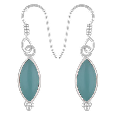 Gorgeous With Rawa Bezel Aqua Chalcedony Marquise Shape 925 Sterling Solid Silver Dangle Earrings - R1501215-204