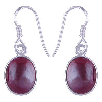 Beautiful Handmade Bezel Garnet Oval Shape 925 Sterling Solid Silver Dangle Earrings - R1501217-3