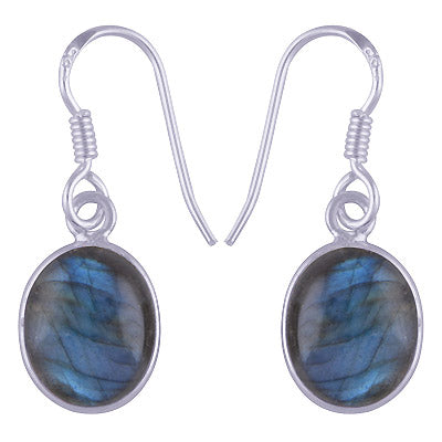 Beautiful Handmade Bezel Labradorite Oval Shape 925 Sterling Solid Silver Dangle Earrings - R1501217-5