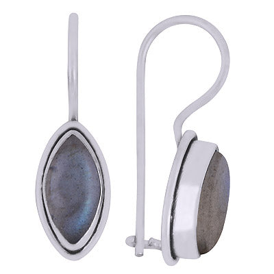 Beautiful Seated Gemstone Labradorite Marquise Shape 925 Sterling Solid Silver Dangle Earrings - R1501302-55