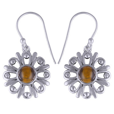 925 Sterling Silver Tiger's Eye Earrings - R1501327-11