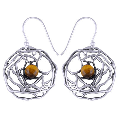 925 Sterling Silver Tiger's Eye Earrings - R1501329-9