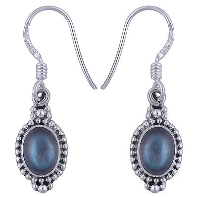 Stunning Rawa Work Around Labradorite Oval Shape 925 Sterling Solid Silver Dangle Earrings - R1501340-20