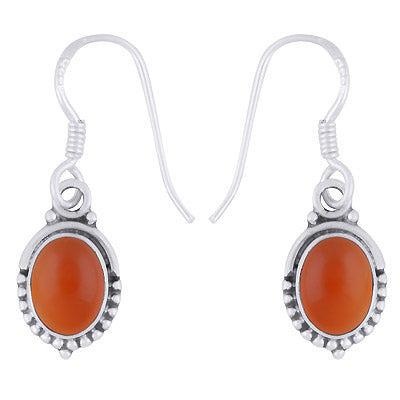 Gorgeous Rawa Work Carnelian Oval Shape 925 Sterling Solid Silver Dangle Earrings - R1501341-18