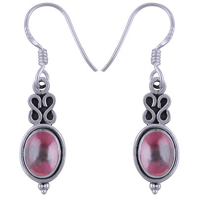 Stunning Handcrafted Work Around Garnet Oval Shape 925 Sterling Solid Silver Dangle Earrings - R1501342-4