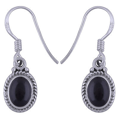 Alluring Textured & Rawa Work Around Black Onyx Oval Shape 925 Sterling Solid Silver Dangle Earrings - R1501344-76