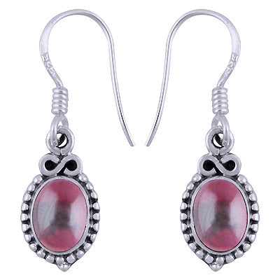 Gorgeous Rawa Work Around Garnet Oval Shape 925 Sterling Solid Silver Dangle Earrings - R1501346-5