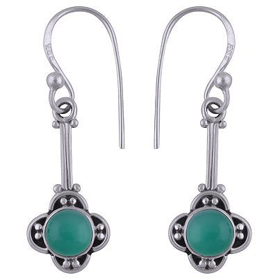 Flower Rawa Work Green Onyx Round Shape 925 Sterling Solid Silver Pendant - R1501380-57