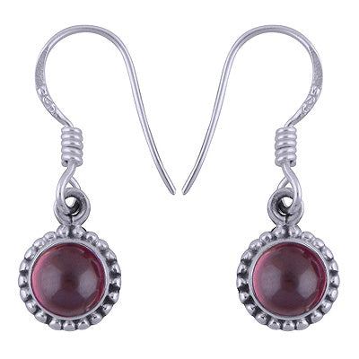Rawa Work Around Garnet Round Shape 925 Sterling Solid Silver Dangle Earrings - R1501381-4